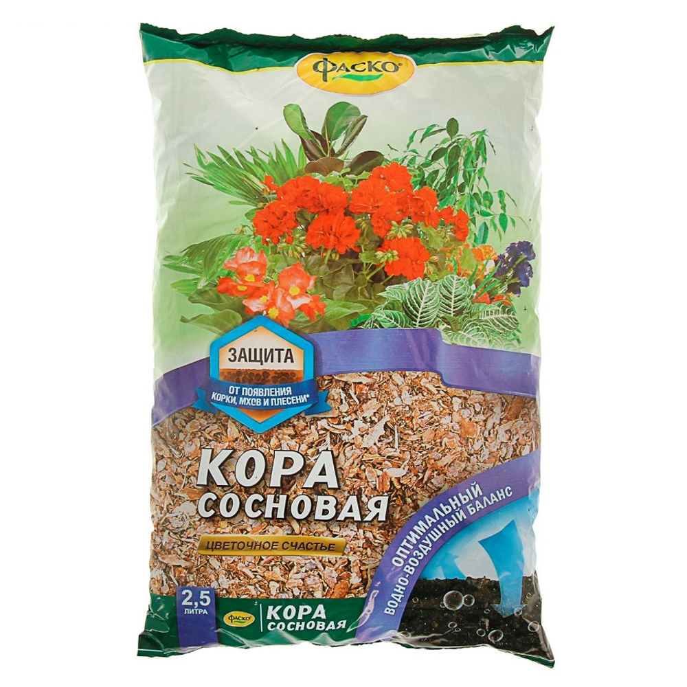 Кора сосновая "Цветочное счастье", 2.5 л