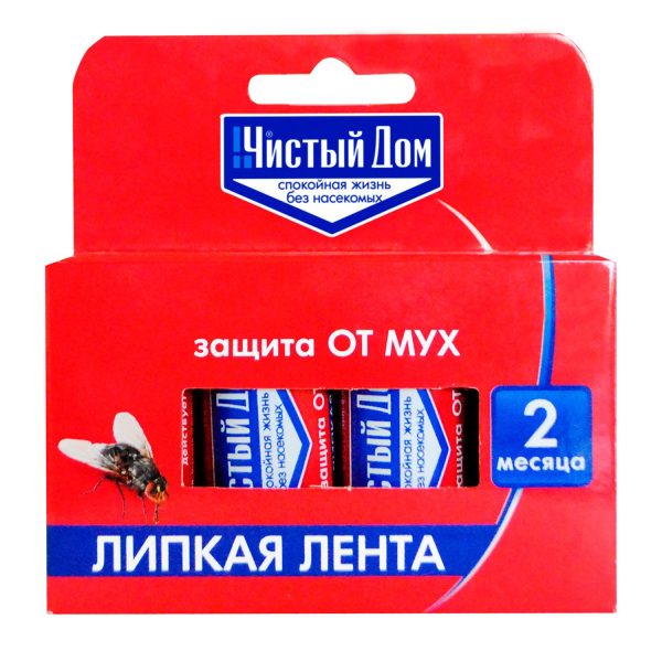 Лента липкая Чистый дом, от мух, 4шт