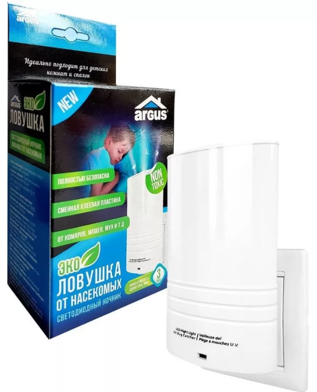 Ловушка-ночник Argus ЭКО светодиодный с клеевой пластиной