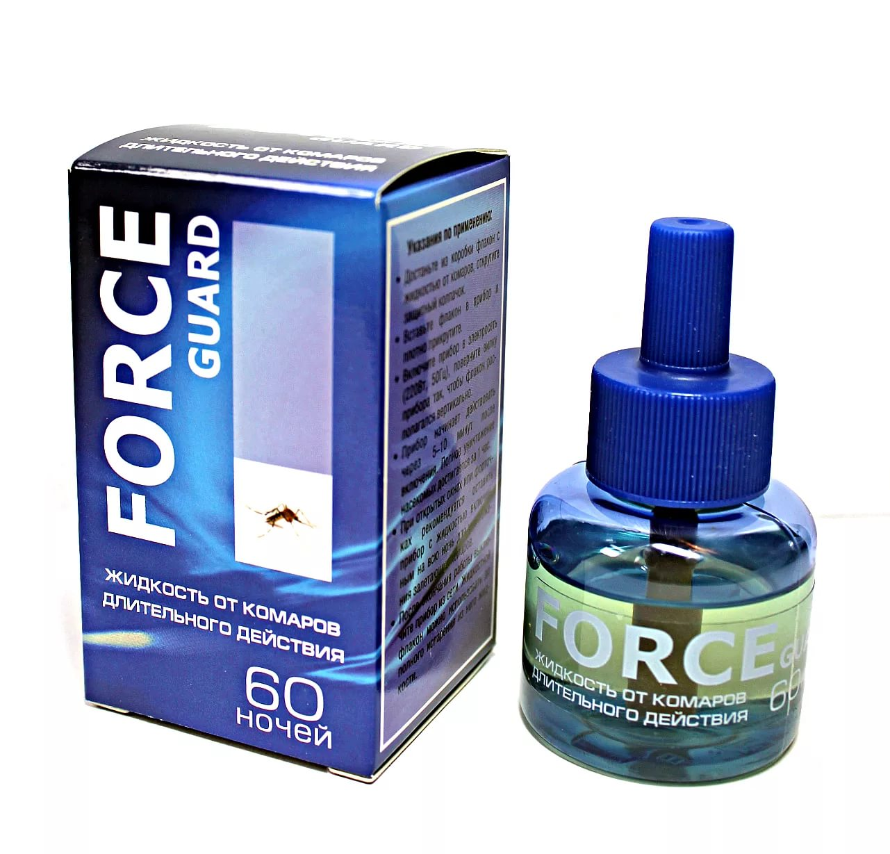 Жидкость Force guard, от комаров 60 ночей, синяя, 30мл