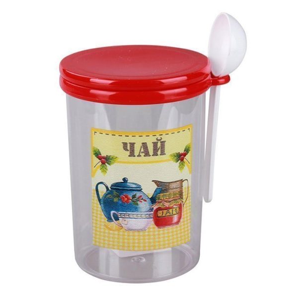 Ёмкость "Ассорти" (чай) 1л, с ложкой, М1717