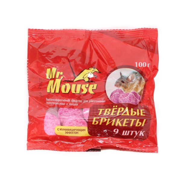 Mr.Mouse парафин (твердый брикет от грызунов), 100гр