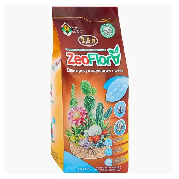 Грунт "ZEOFLORA" Для кактусов и суккулент, влагорегулирующий, 2.5л
