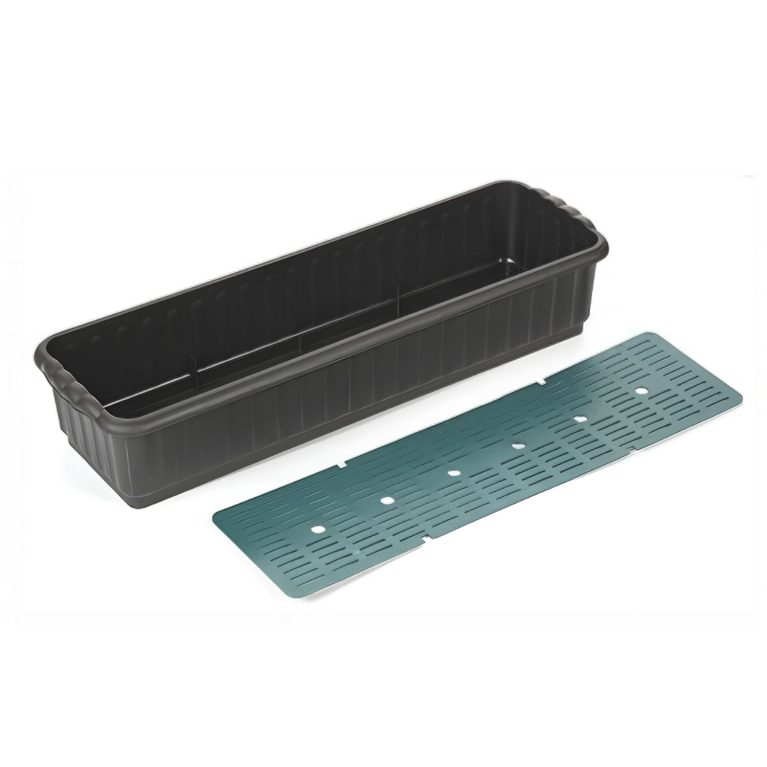 Балконный ящик, с дренажной решеткой, 59см черный