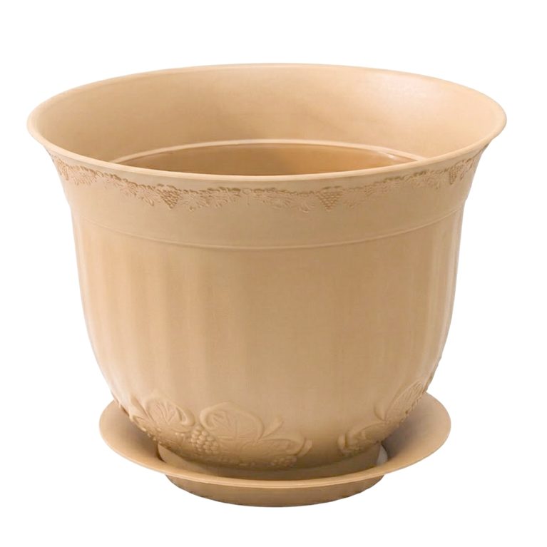 Кашпо АНГАРА 4,5л бежевый с поддоном (Ангарск)