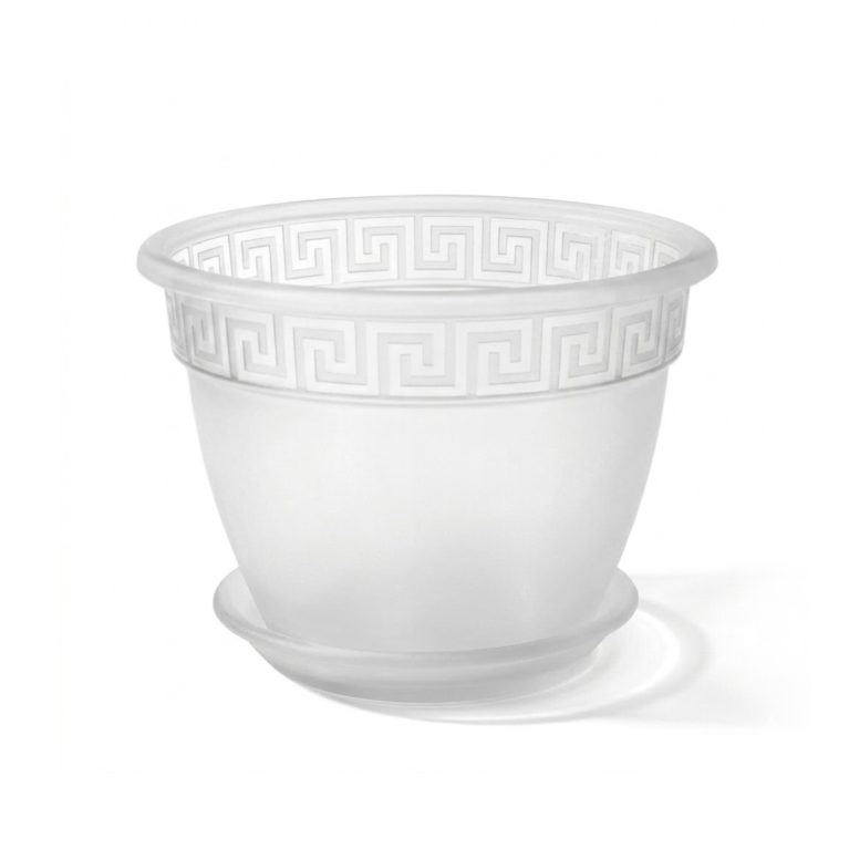 Кашпо АНТИК 1.6л, прозрачный, с поддоном