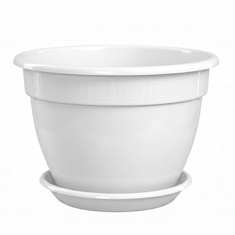 Кашпо Антик 3.6л, белый с поддоном