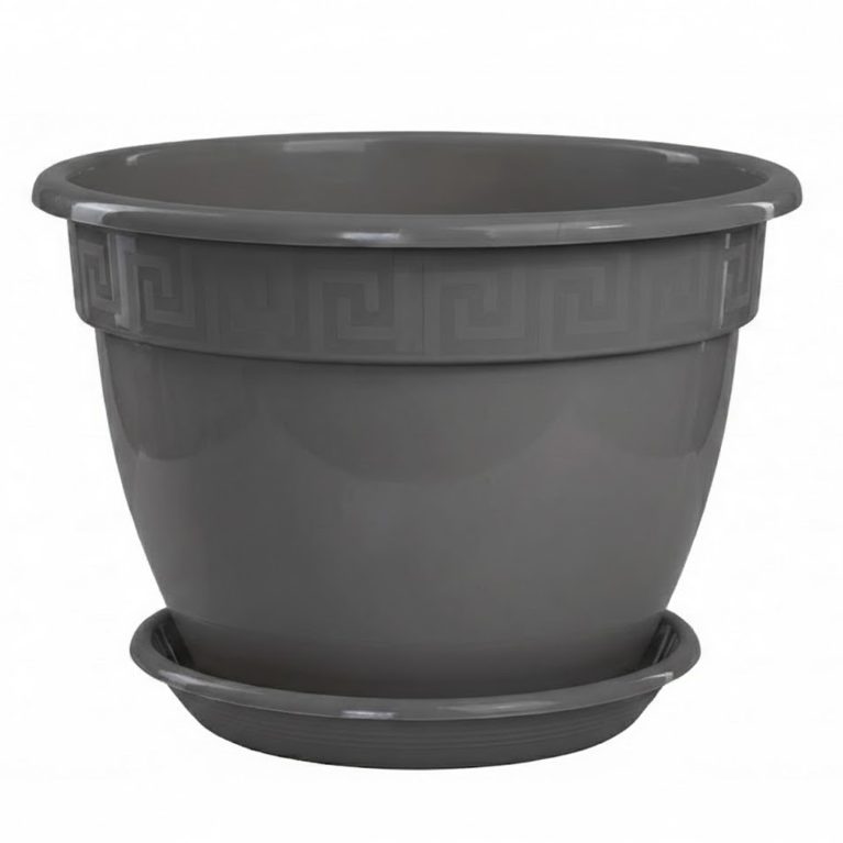 Кашпо Антик 4,5 л, антрацит, с поддоном