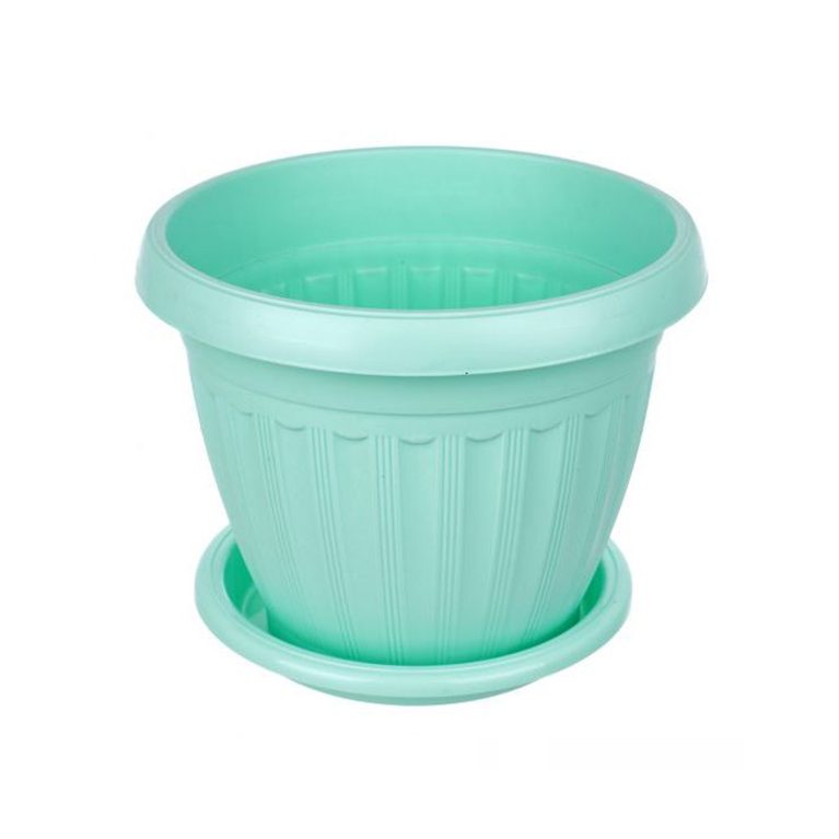 Кашпо Баргузин (2,5л) зеленый-мятный с поддоном (Ангарск)