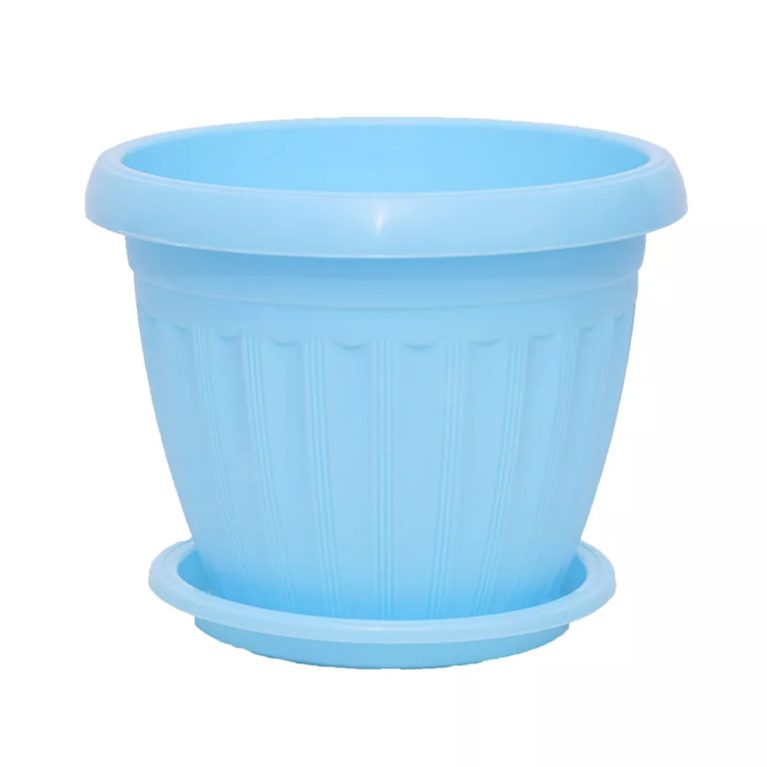 Кашпо Баргузин (4,5 л) голубой с поддоном (Ангарск)