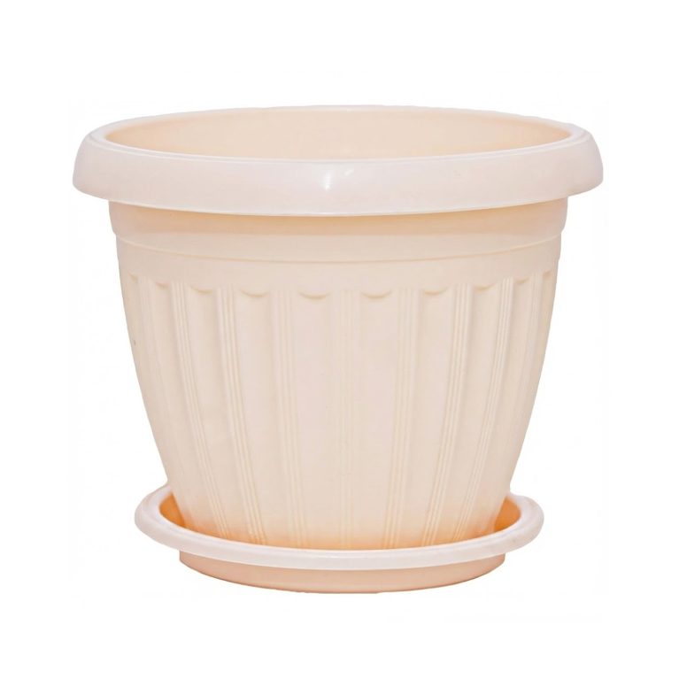 Кашпо Баргузин (4,5 л) крем с поддоном (Ангарск)