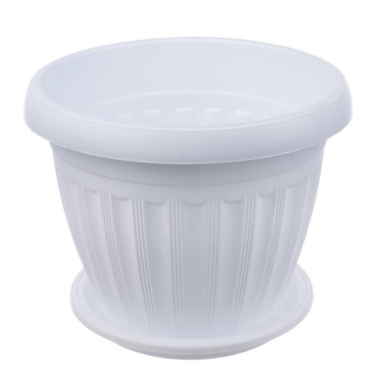 Кашпо Баргузин (6,5 л) белый с поддоном (Ангарск)