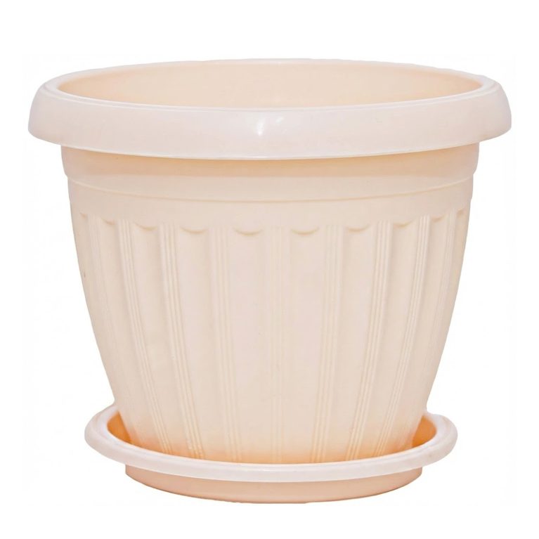 Кашпо Баргузин (6,5 л) крем с поддоном (Ангарск)