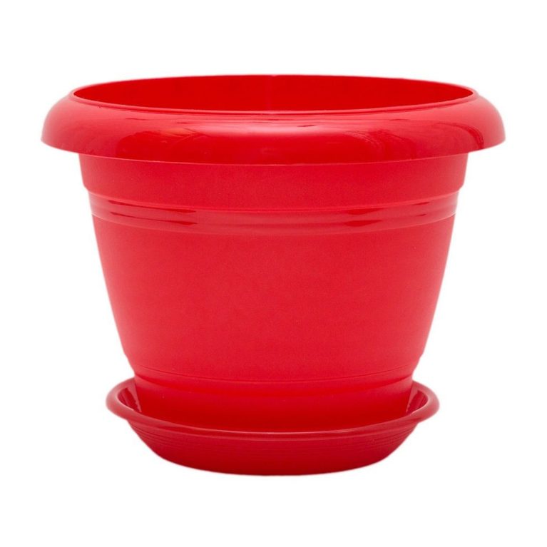 Кашпо ФЕСТОНА 6л, красный, с поддоном, 5Plast
