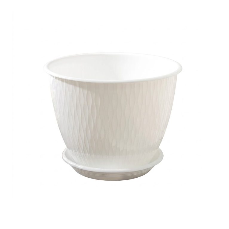 Кашпо КОНУС,КОРСИКА 1.8л. белый, с поддоном