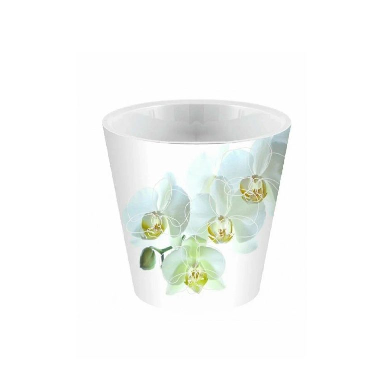 Кашпо ЛОНДОН для орхидей 1,6л белая орхидея