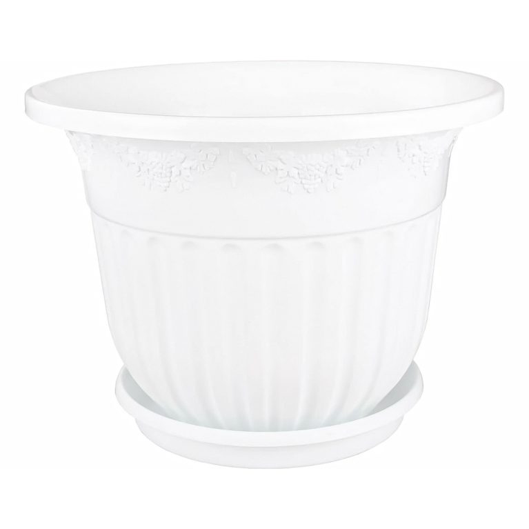 Кашпо ЛОЗАННА 40л белый с поддоном