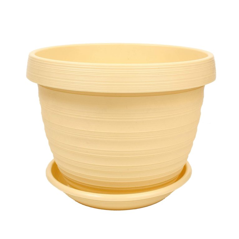 Кашпо Толедо, 2л, крем, с поддоном, 5Plast