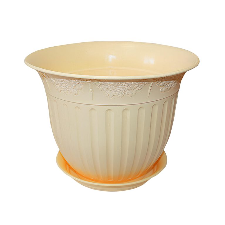 Кашпо ВИНОГРАД 190 мм крем + поддон 160мм